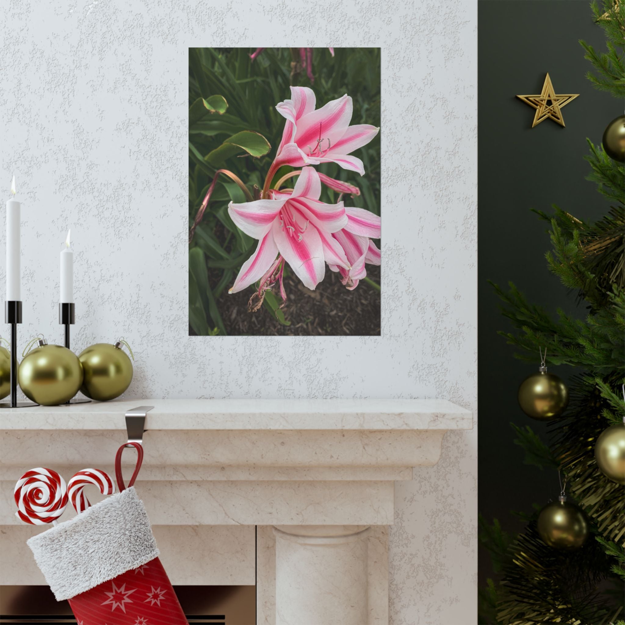 Pink Lily Botanical Matte Poster — Vertical Floral Wall Art