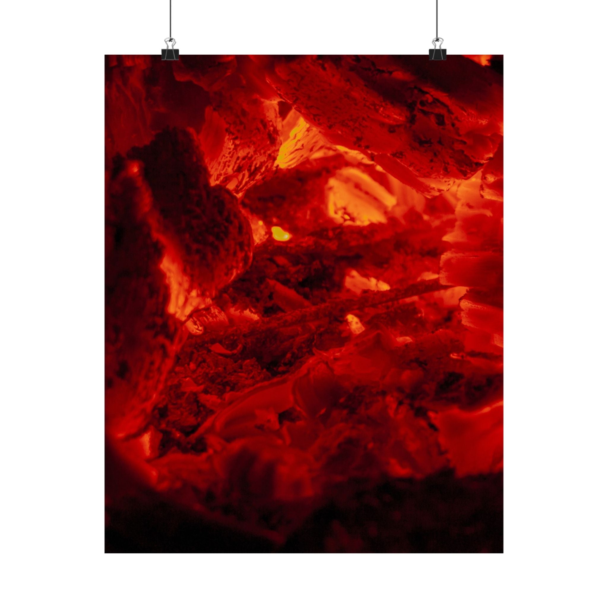 Molten Ember Matte Vertical Poster — Fiery Red Abstract Wall Art