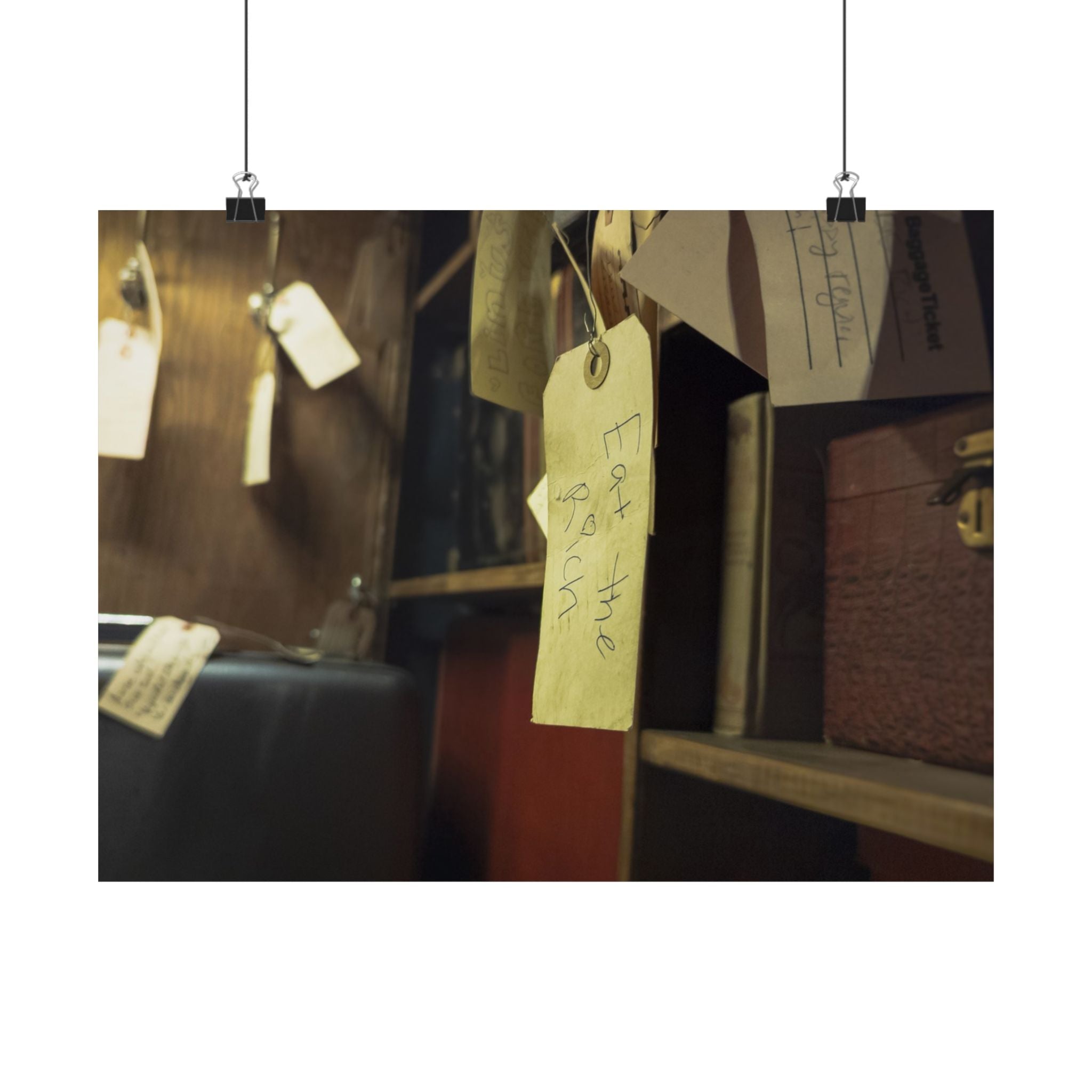 Vintage Luggage Tag Photo Poster (Eat The Rich) — Matte Horizontal Wall Art