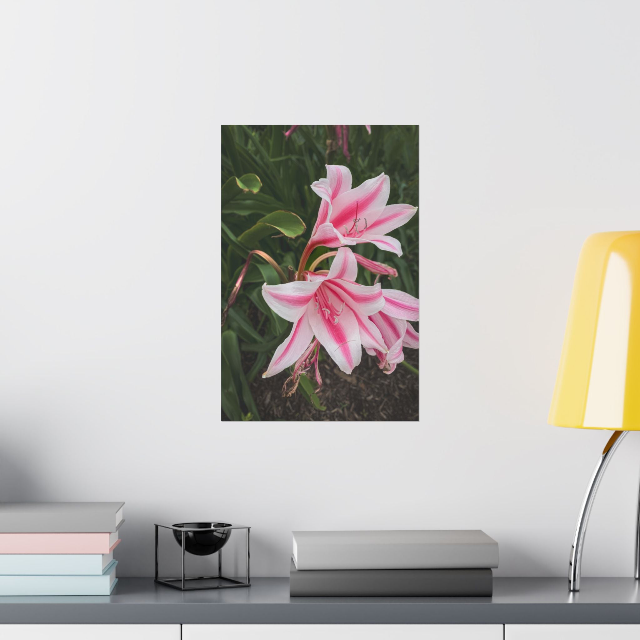 Pink Lily Botanical Matte Poster — Vertical Floral Wall Art