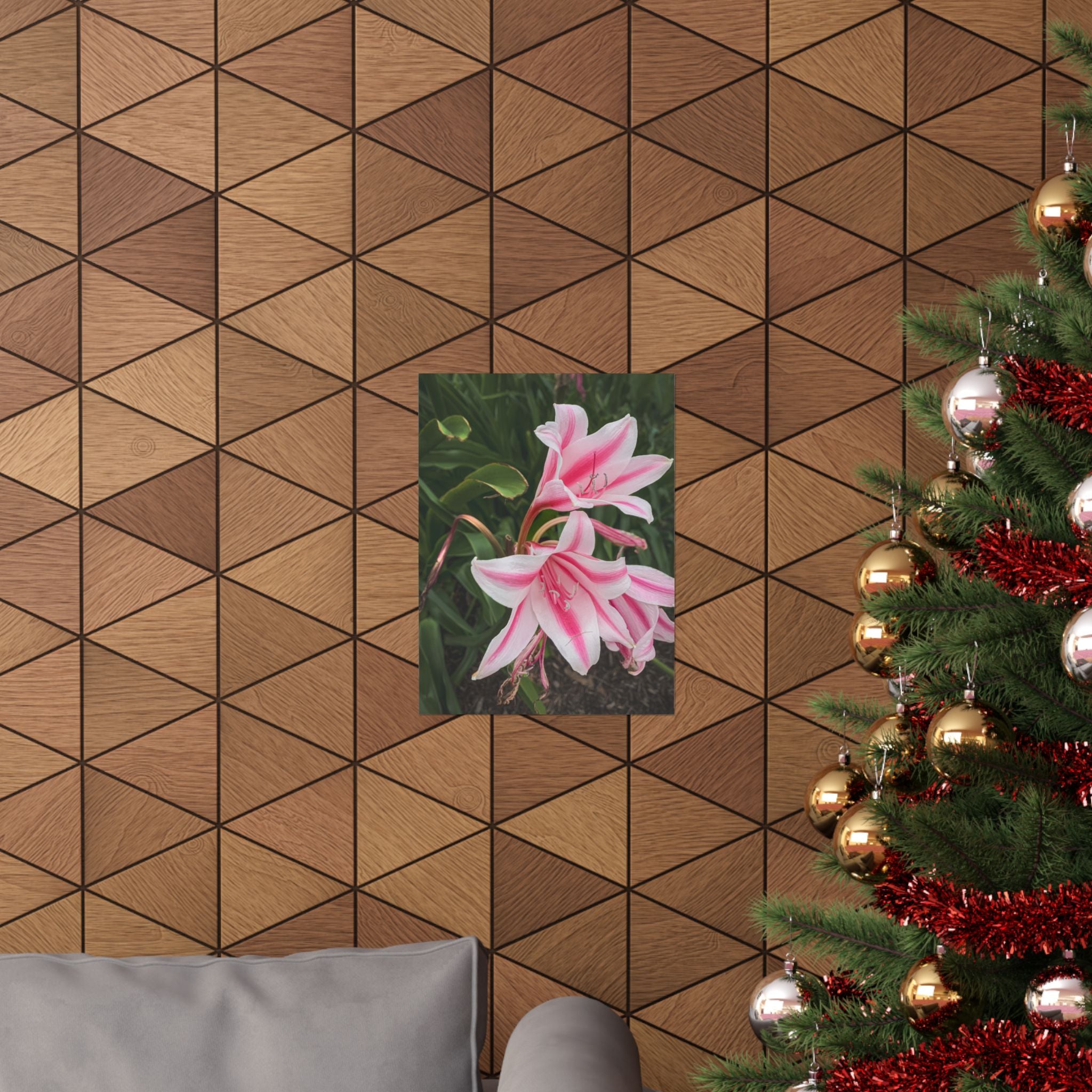 Pink Lily Botanical Matte Poster — Vertical Floral Wall Art