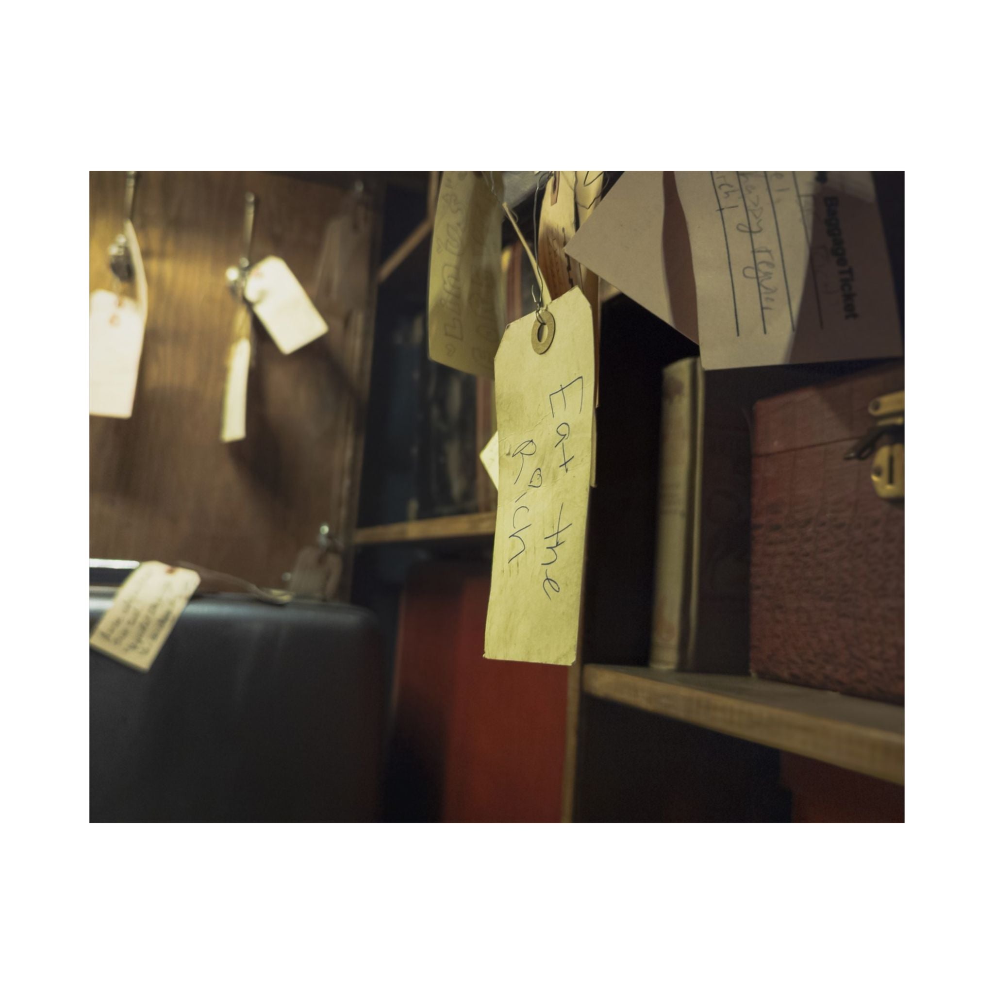 Vintage Luggage Tag Photo Poster (Eat The Rich) — Matte Horizontal Wall Art