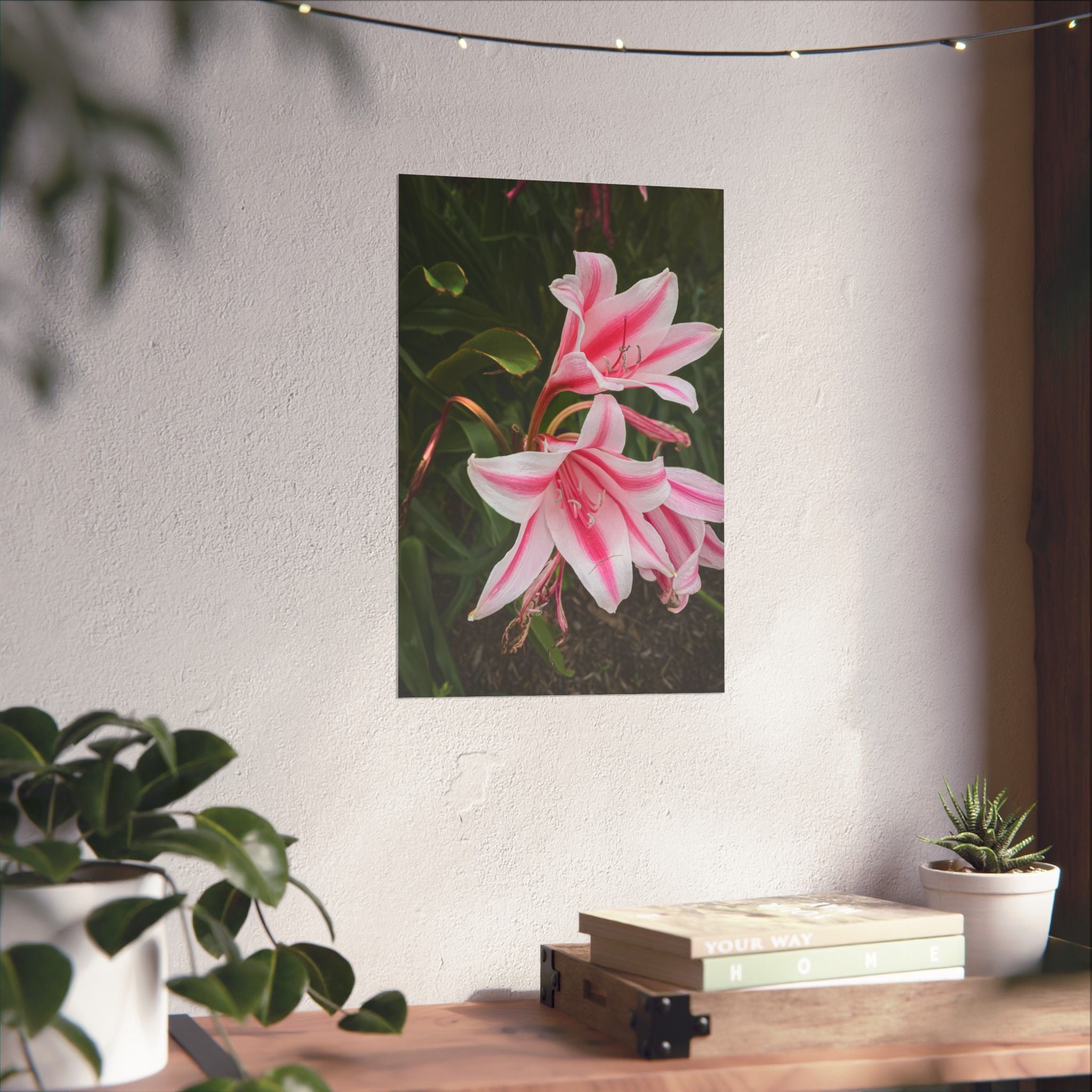 Pink Lily Botanical Matte Poster — Vertical Floral Wall Art