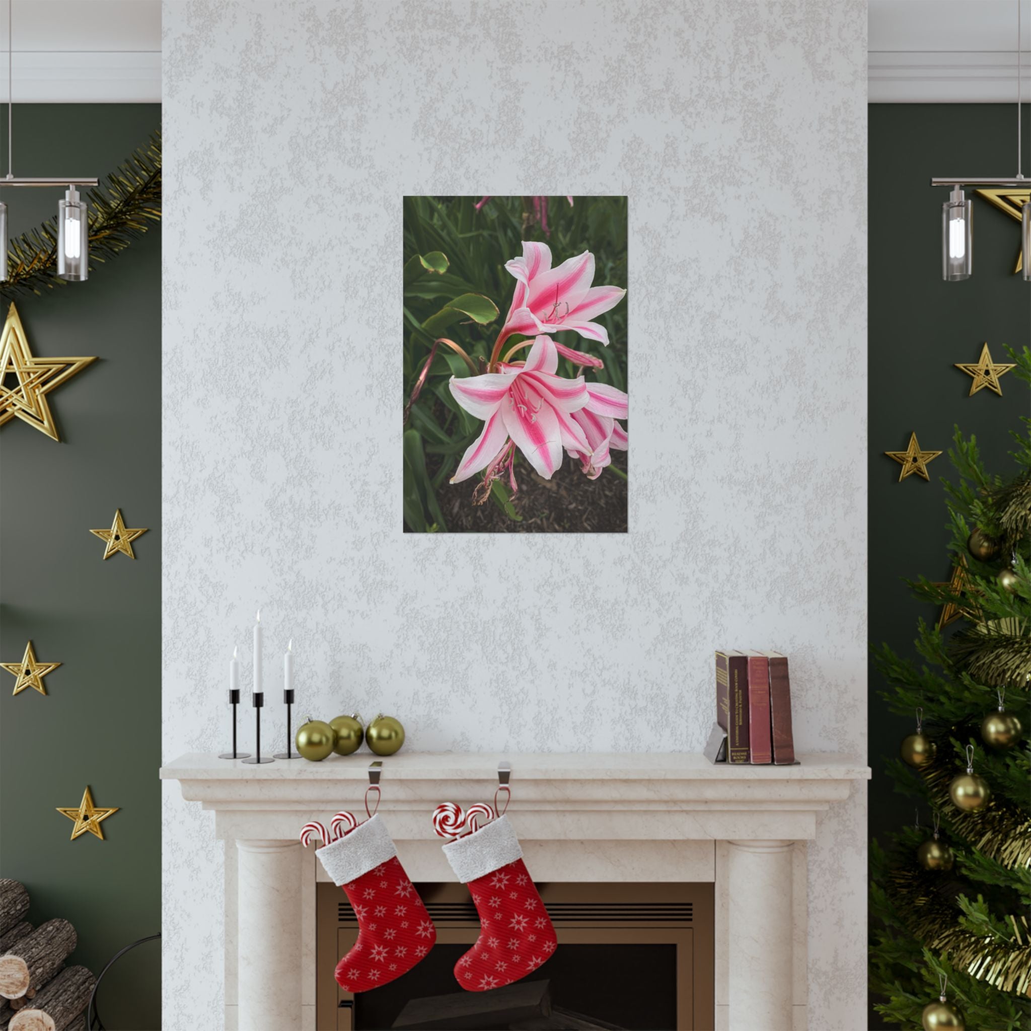 Pink Lily Botanical Matte Poster — Vertical Floral Wall Art