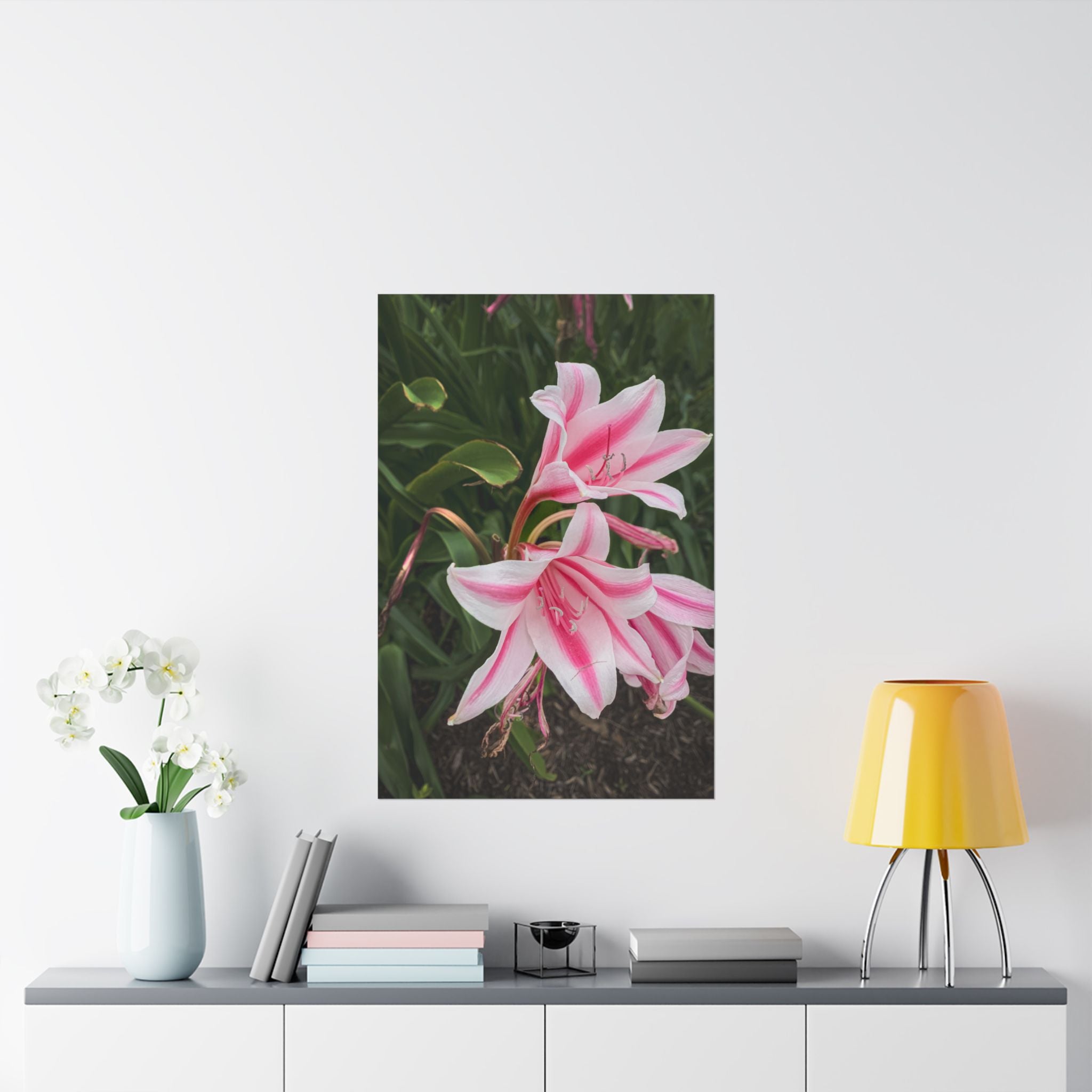 Pink Lily Botanical Matte Poster — Vertical Floral Wall Art