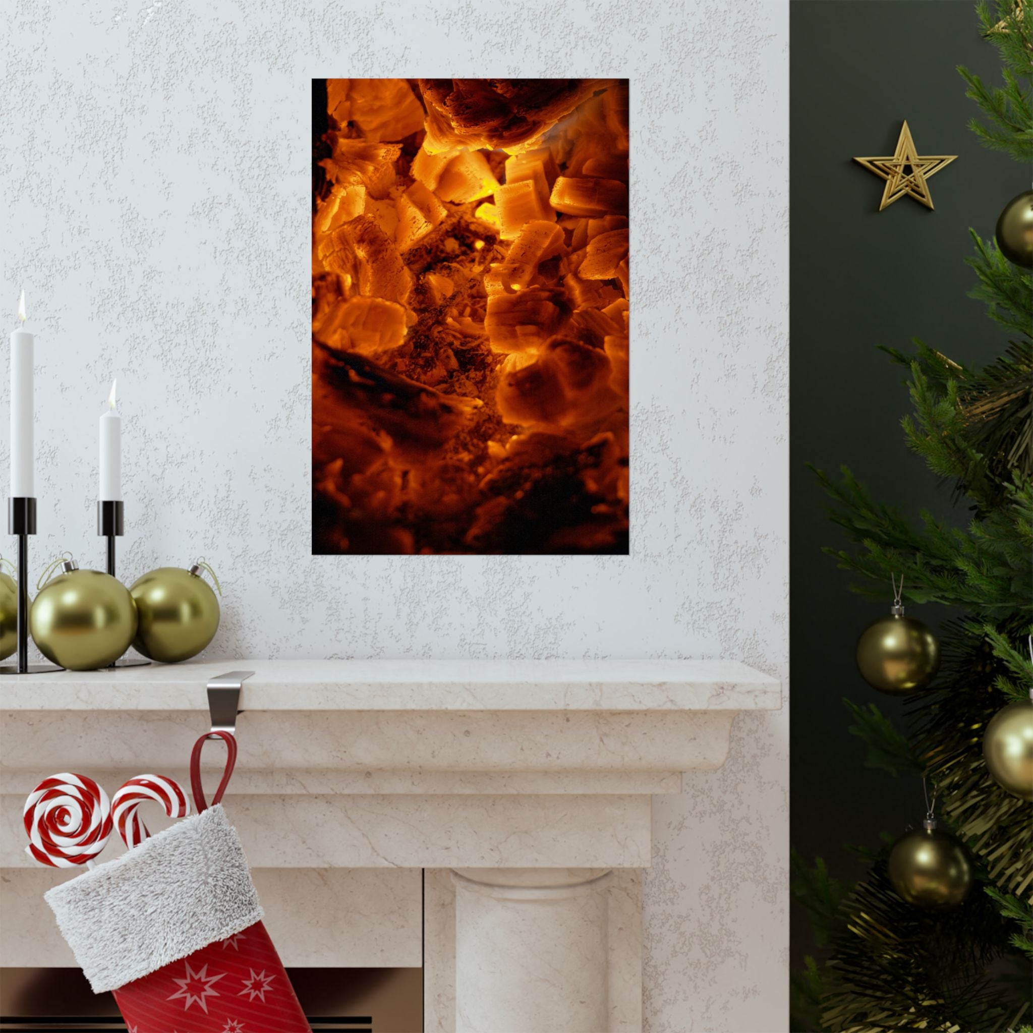 Embers Close-Up Matte Poster — Fiery Abstract Wall Art