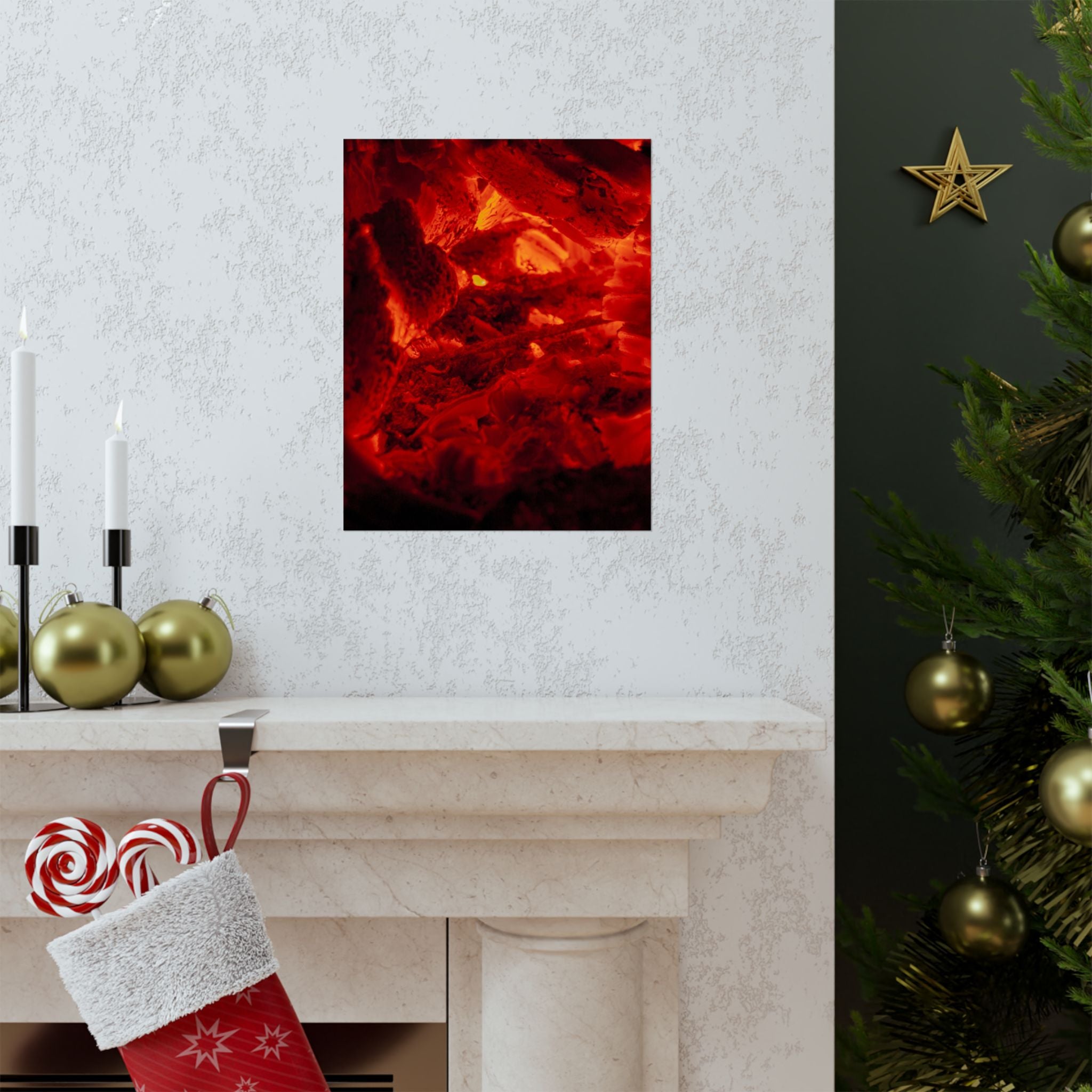 Molten Ember Matte Vertical Poster — Fiery Red Abstract Wall Art