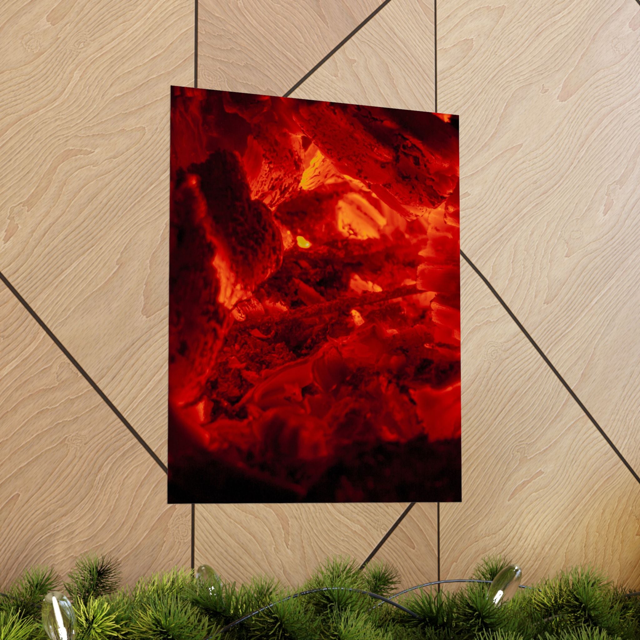 Molten Ember Matte Vertical Poster — Fiery Red Abstract Wall Art