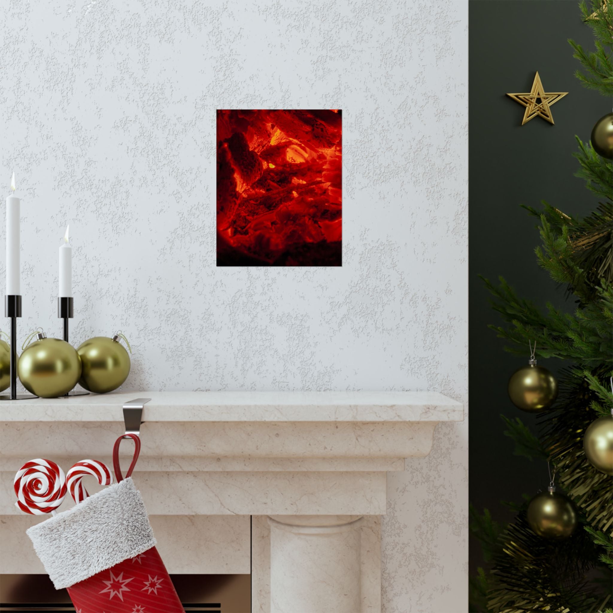 Molten Ember Matte Vertical Poster — Fiery Red Abstract Wall Art