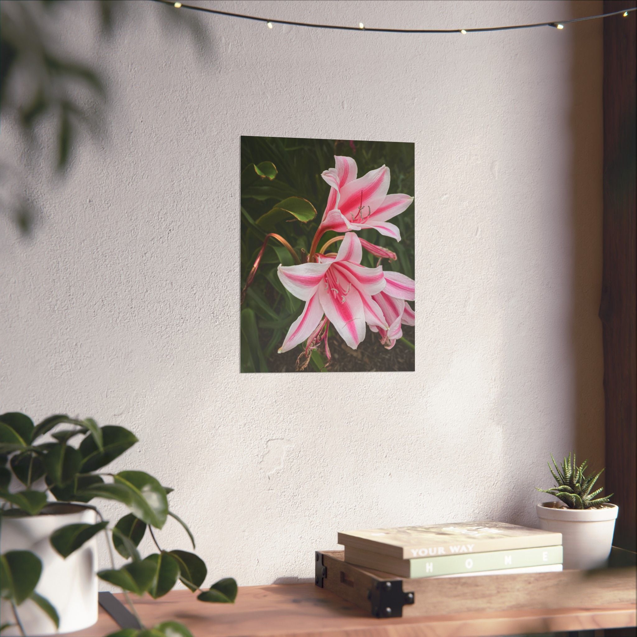 Pink Lily Botanical Matte Poster — Vertical Floral Wall Art