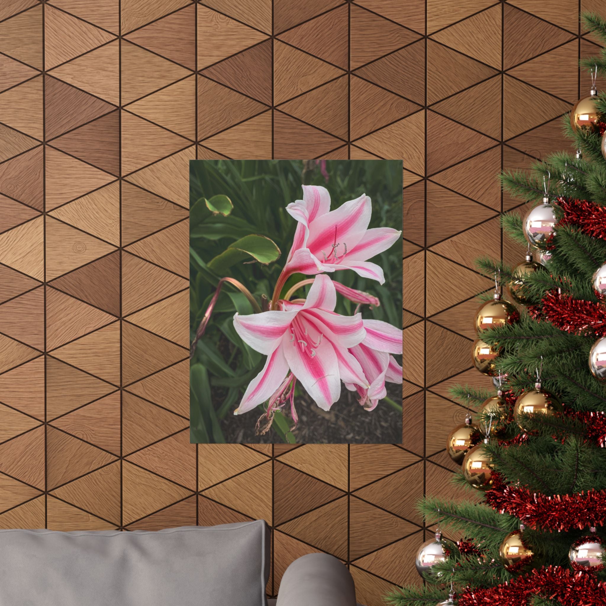 Pink Lily Botanical Matte Poster — Vertical Floral Wall Art