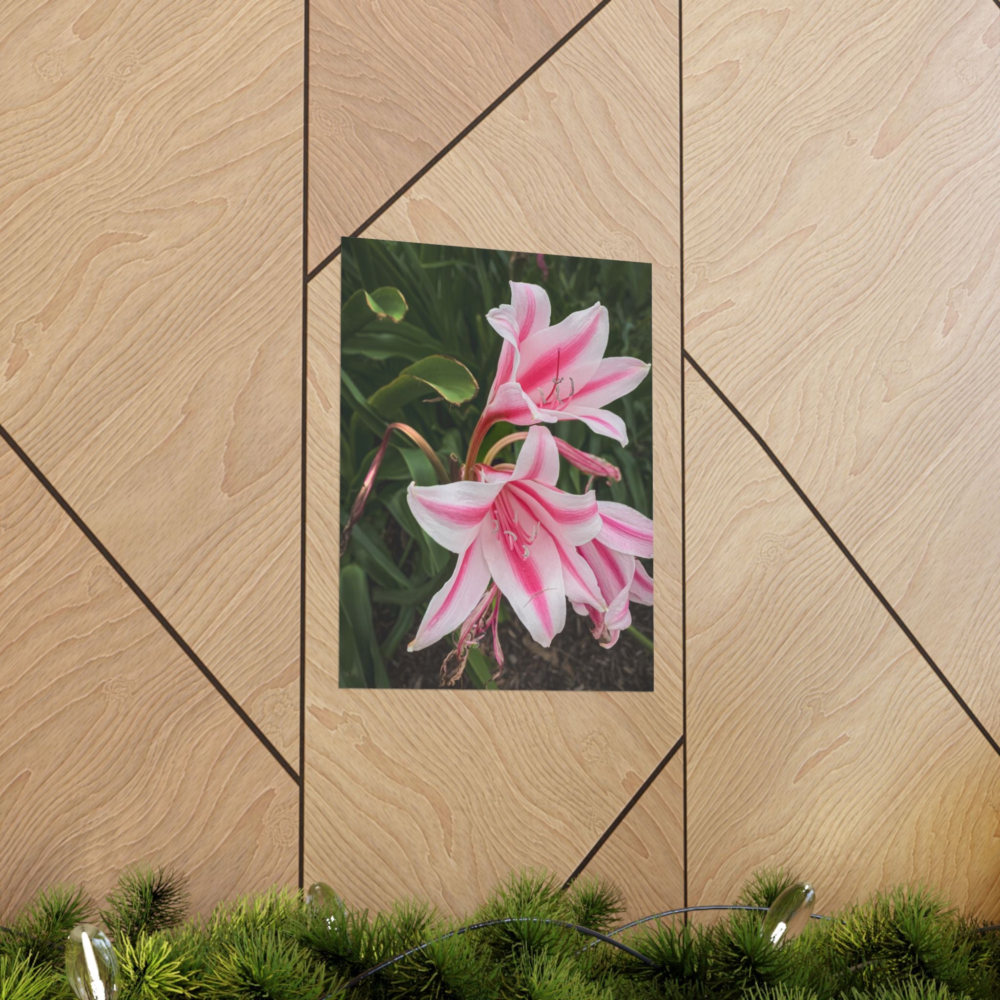 Pink Lily Botanical Matte Poster — Vertical Floral Wall Art
