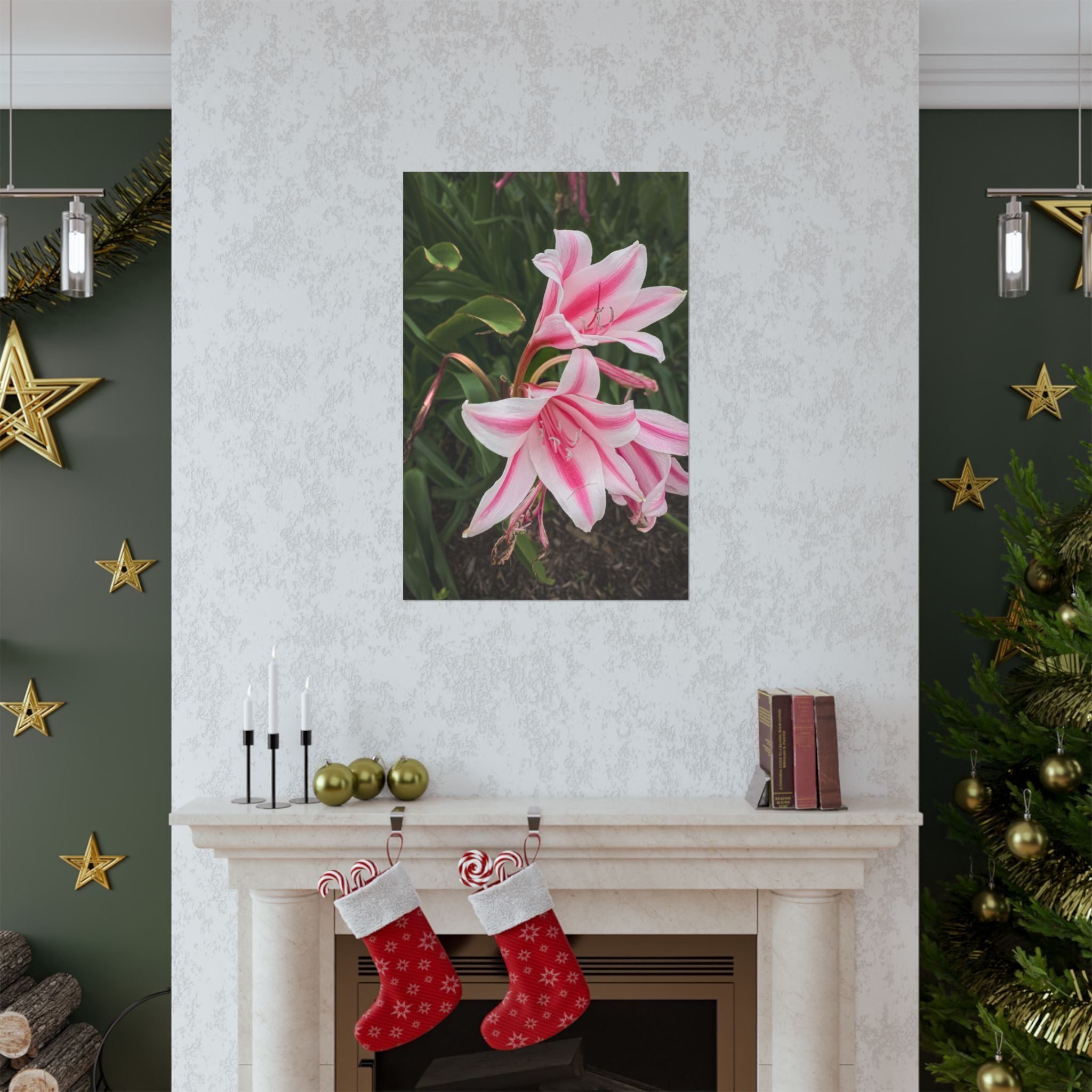 Pink Lily Botanical Matte Poster — Vertical Floral Wall Art