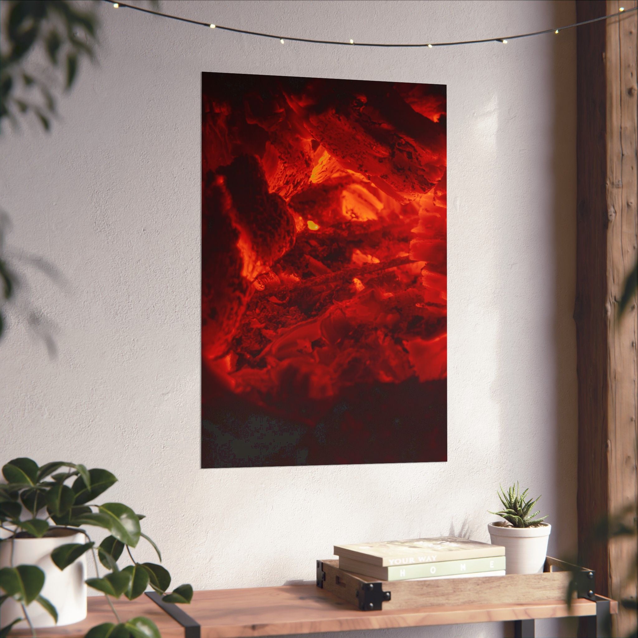 Molten Ember Matte Vertical Poster — Fiery Red Abstract Wall Art