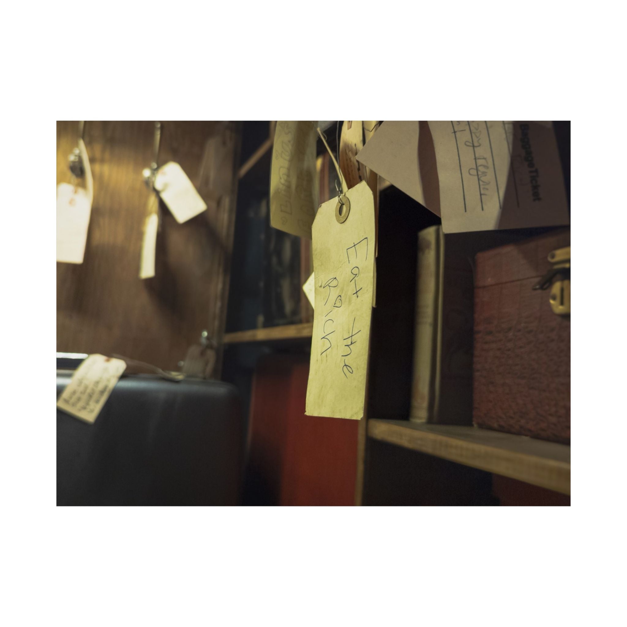 Vintage Luggage Tag Photo Poster (Eat The Rich) — Matte Horizontal Wall Art