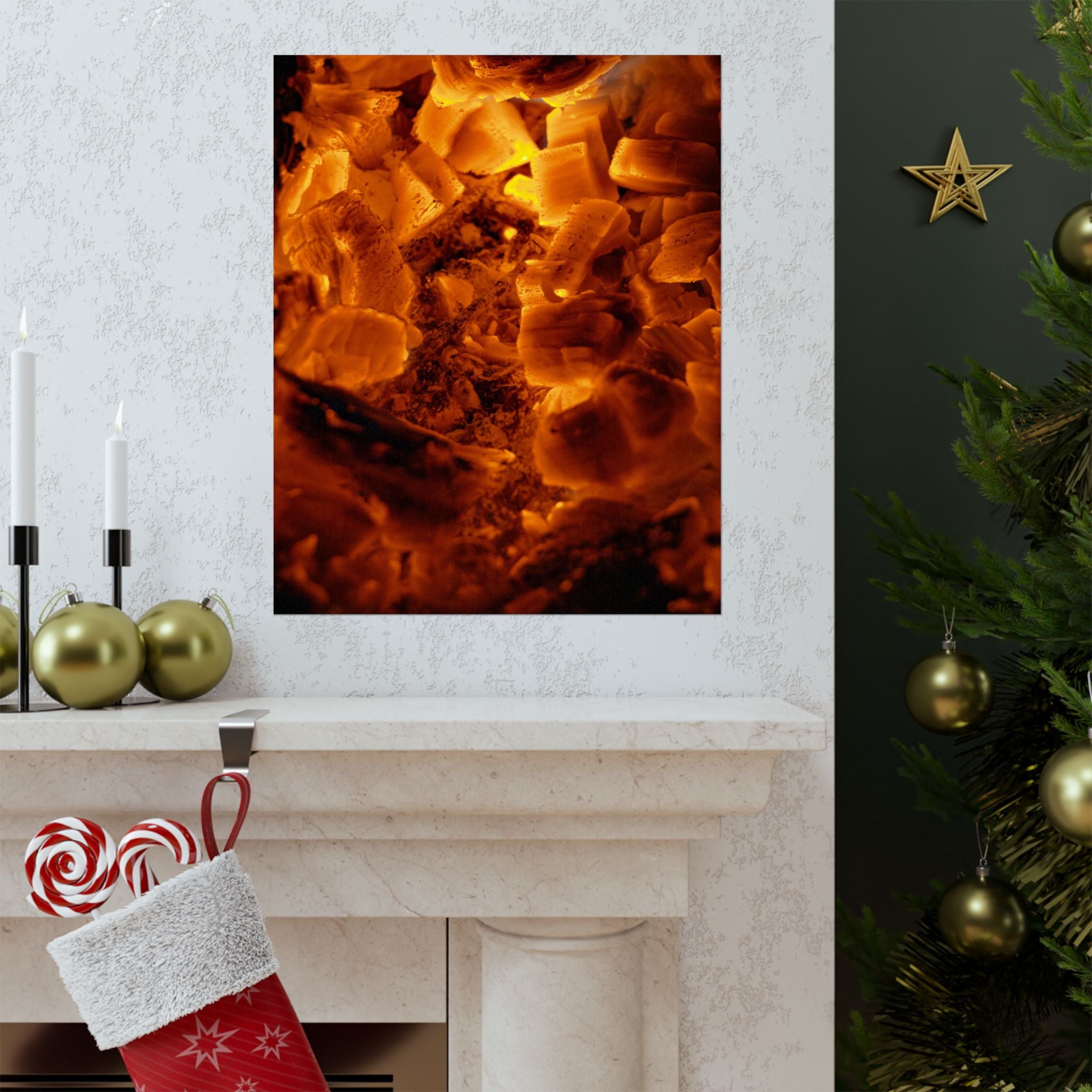 Embers Close-Up Matte Poster — Fiery Abstract Wall Art