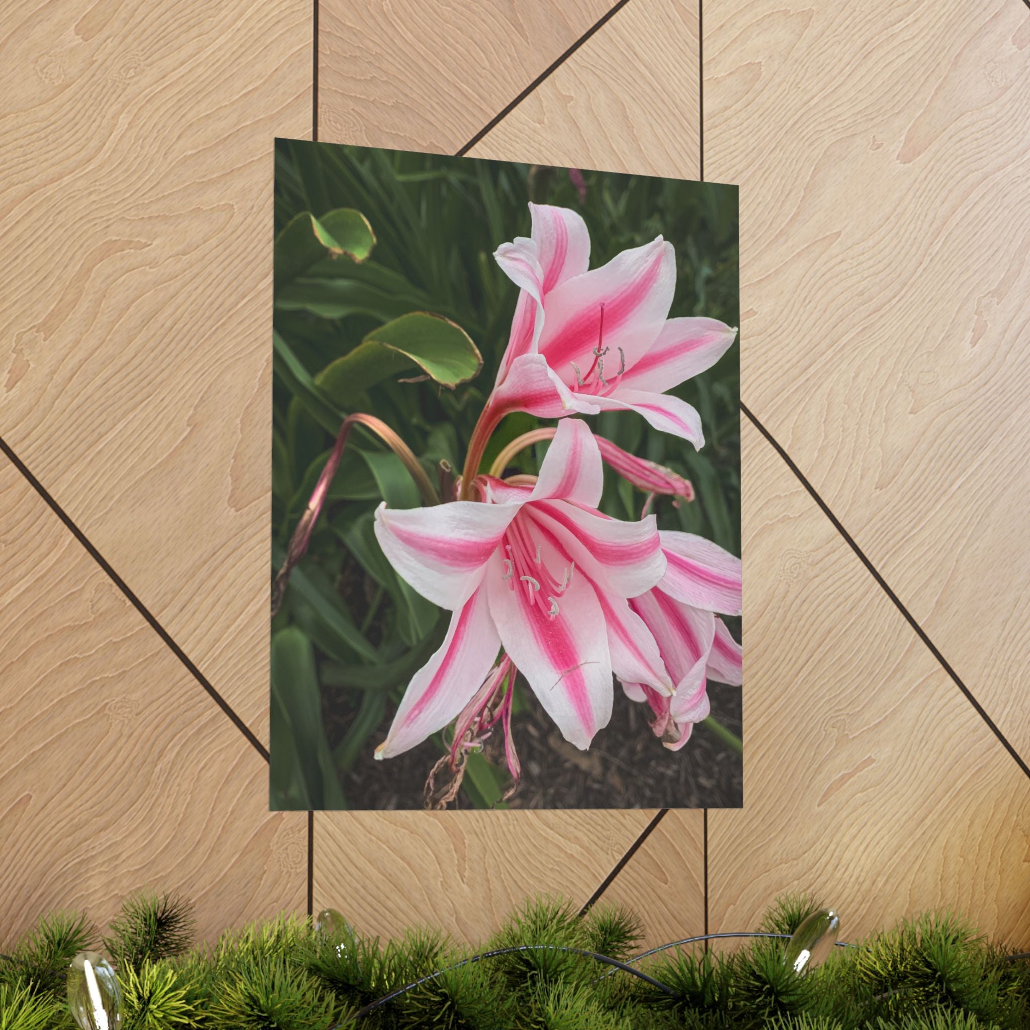 Pink Lily Botanical Matte Poster — Vertical Floral Wall Art