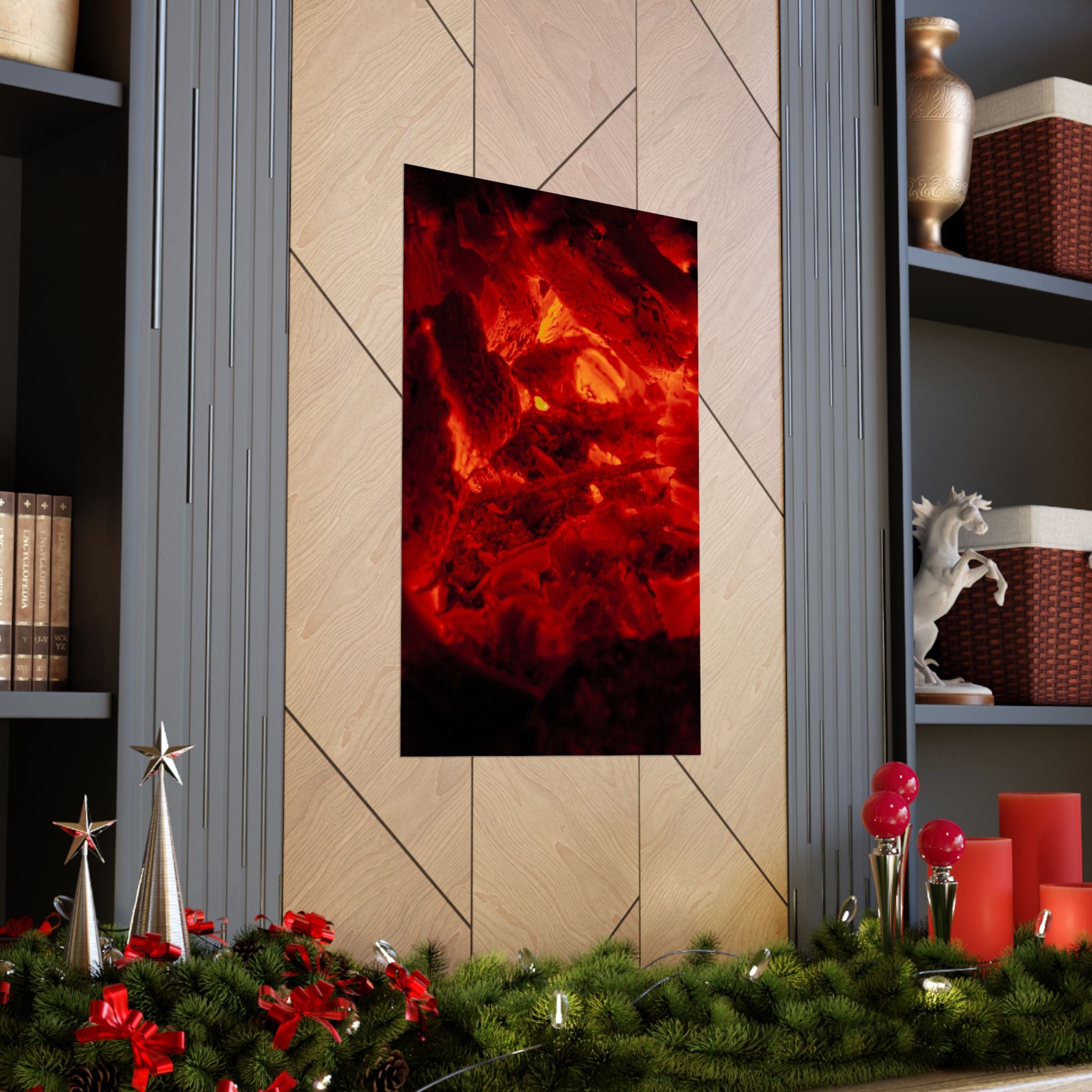 Molten Ember Matte Vertical Poster — Fiery Red Abstract Wall Art