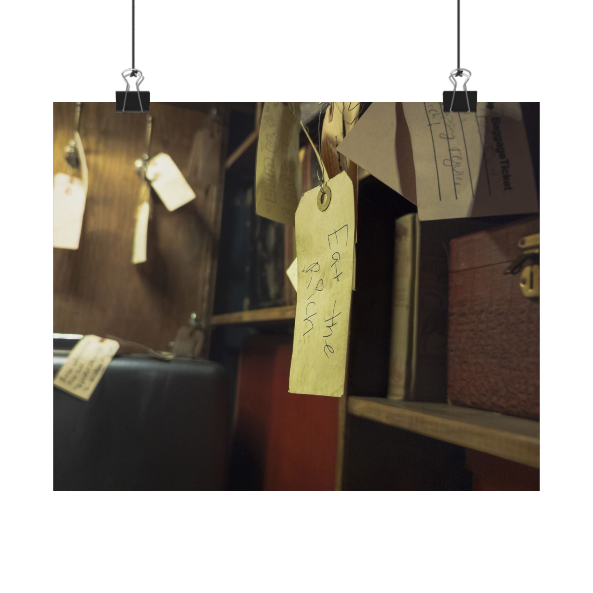 Vintage Luggage Tag Photo Poster (Eat The Rich) — Matte Horizontal Wall Art