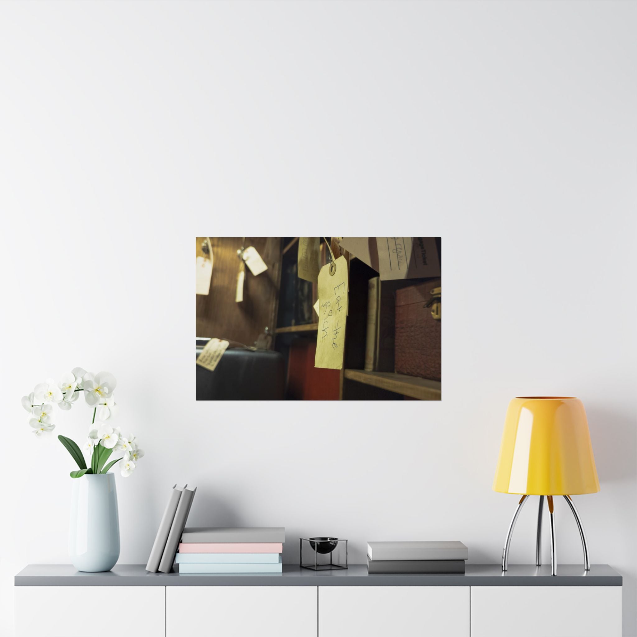 Vintage Luggage Tag Photo Poster (Eat The Rich) — Matte Horizontal Wall Art