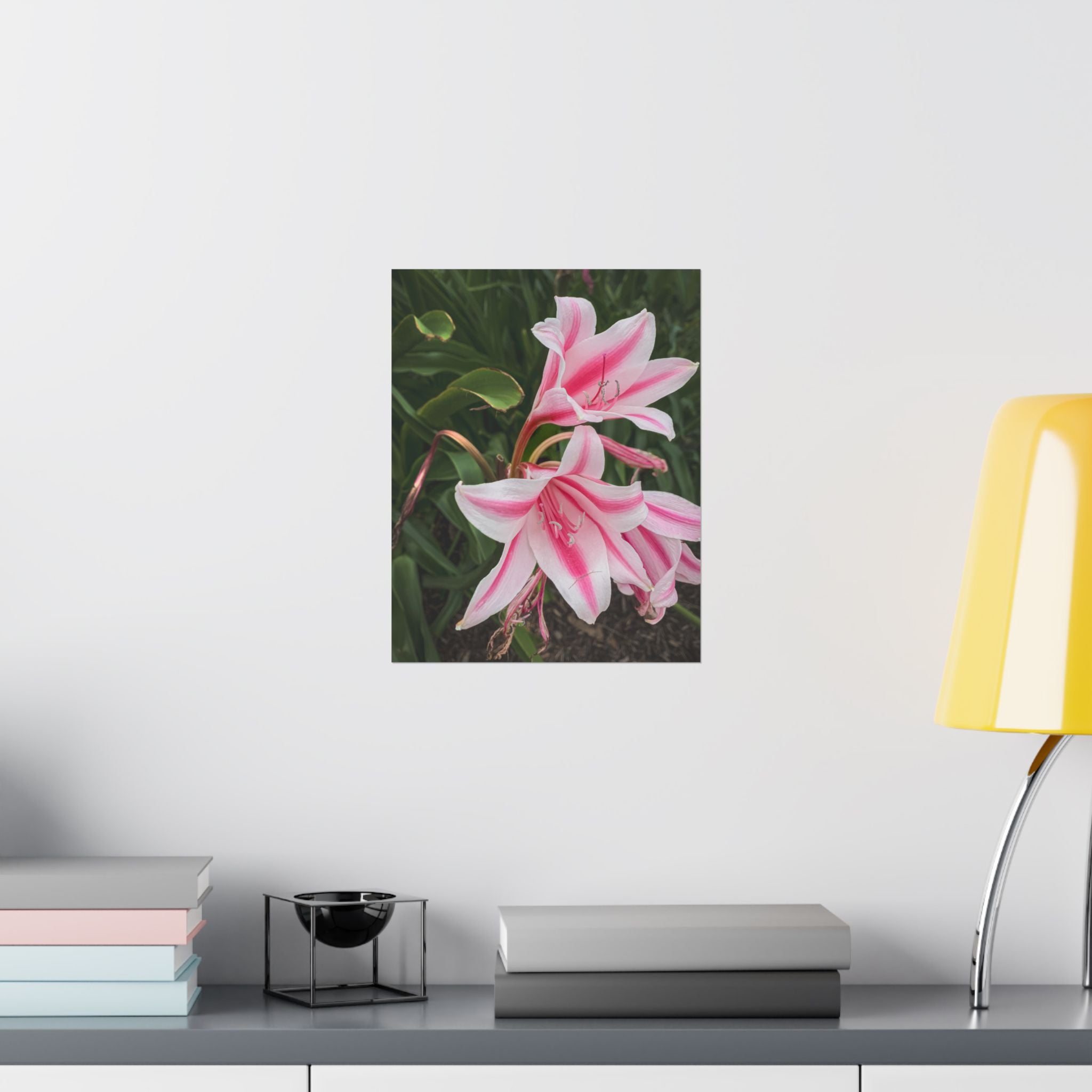 Pink Lily Botanical Matte Poster — Vertical Floral Wall Art