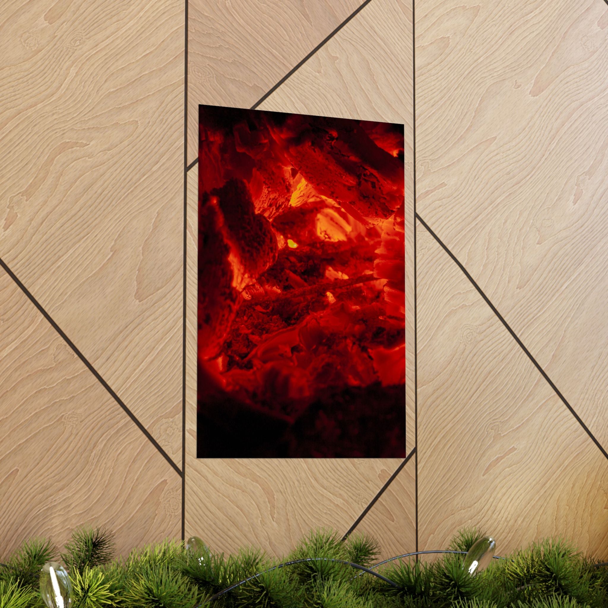 Molten Ember Matte Vertical Poster — Fiery Red Abstract Wall Art