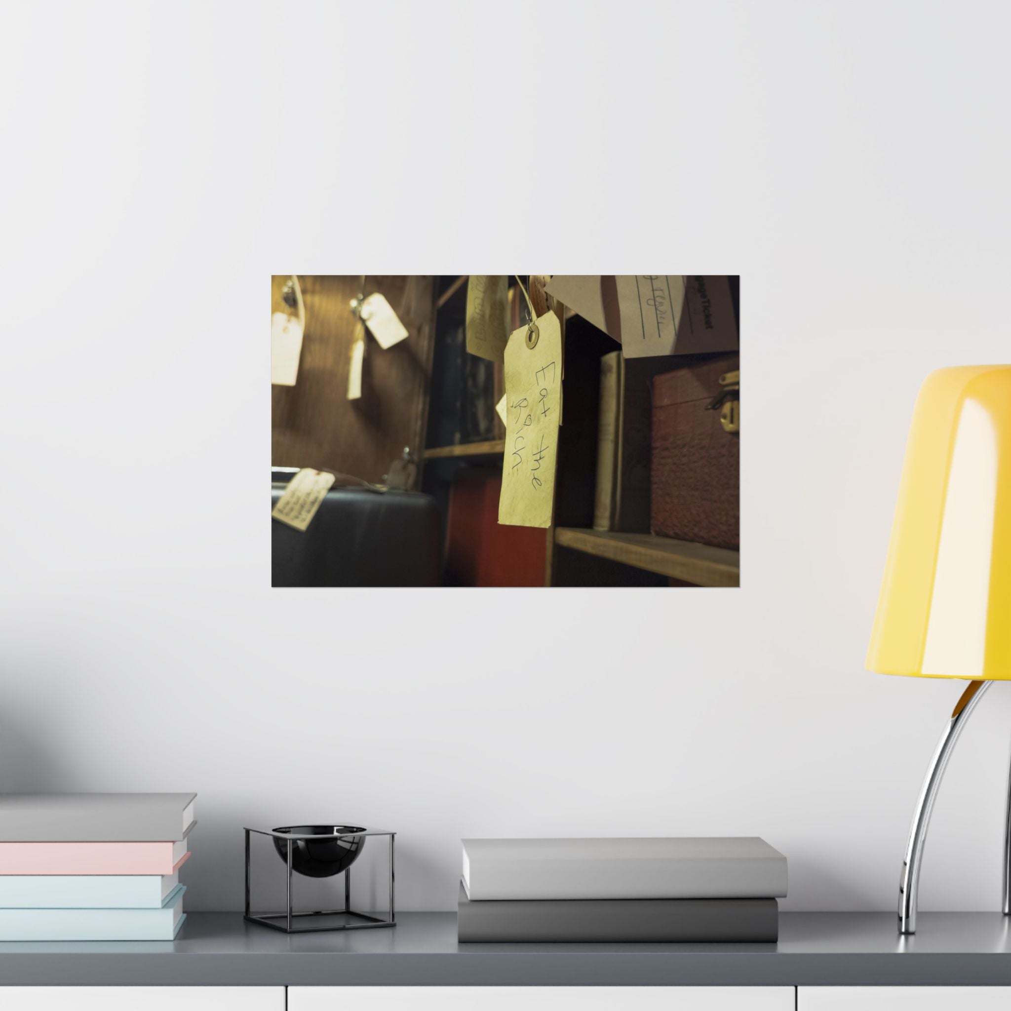 Vintage Luggage Tag Photo Poster (Eat The Rich) — Matte Horizontal Wall Art