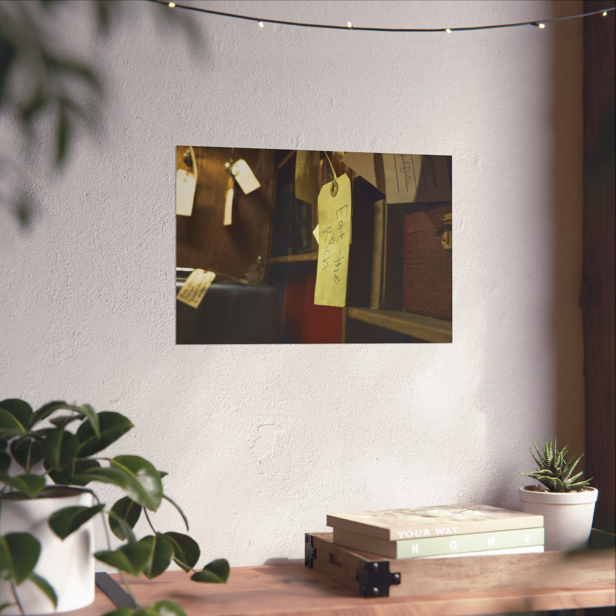 Vintage Luggage Tag Photo Poster (Eat The Rich) — Matte Horizontal Wall Art