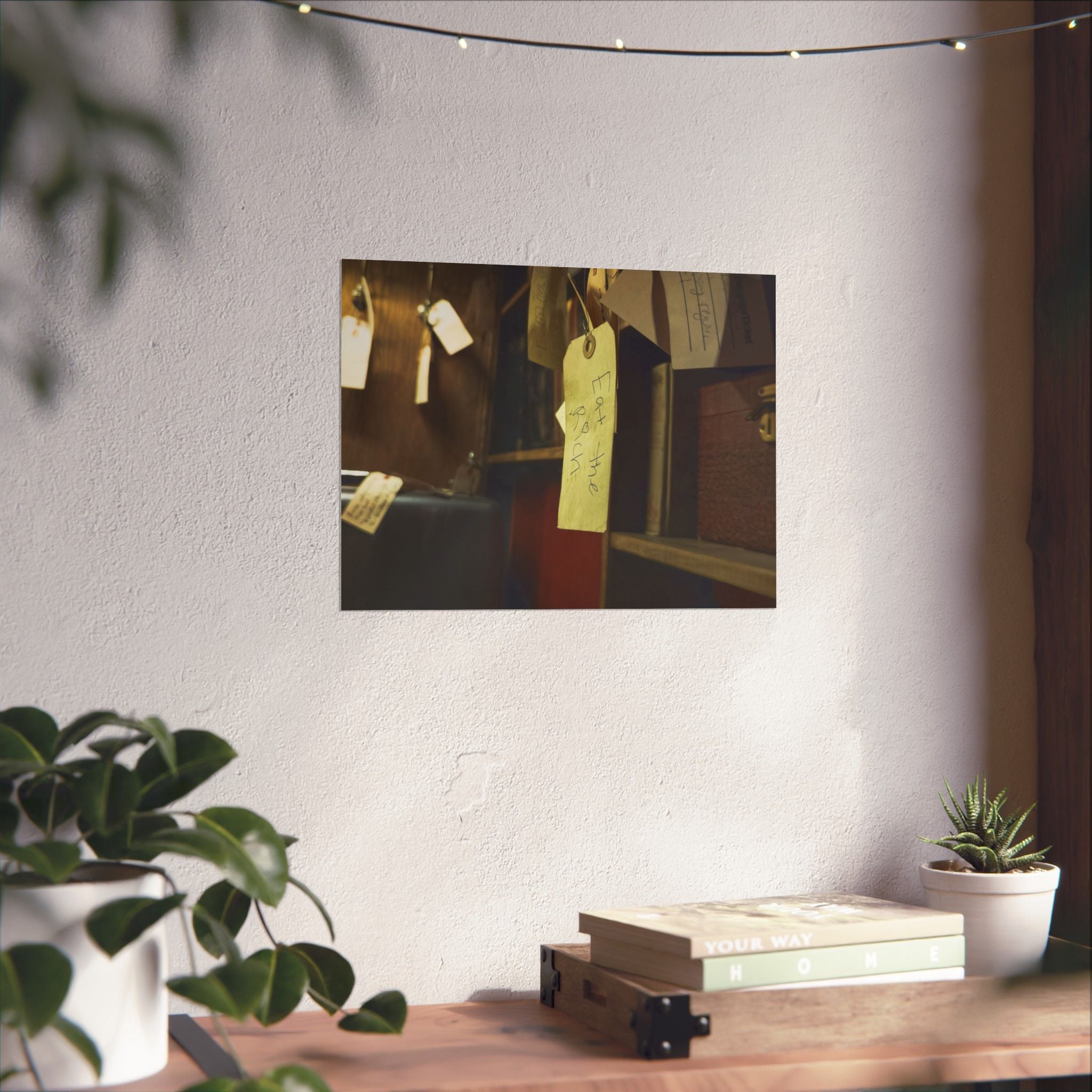 Vintage Luggage Tag Photo Poster (Eat The Rich) — Matte Horizontal Wall Art