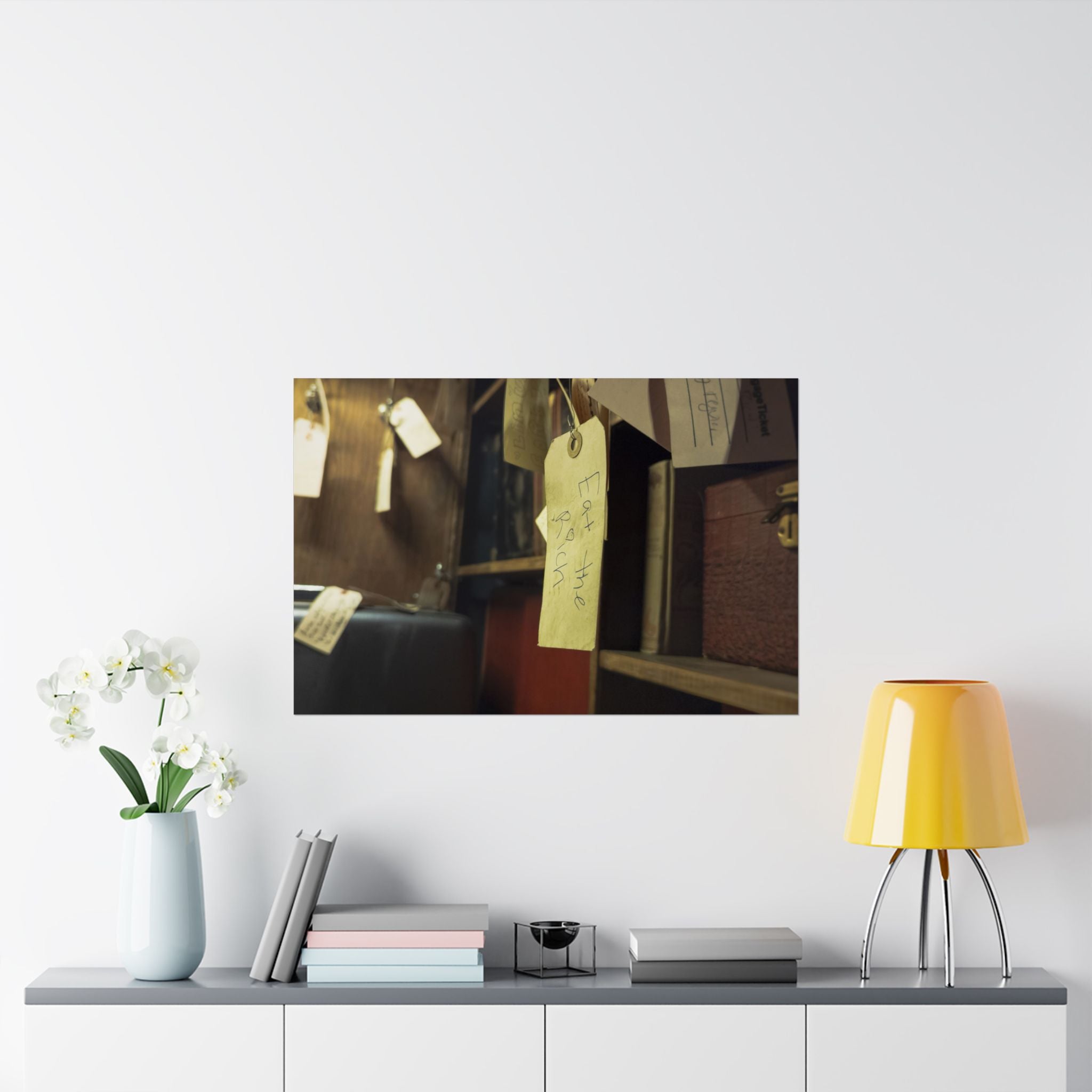 Vintage Luggage Tag Photo Poster (Eat The Rich) — Matte Horizontal Wall Art