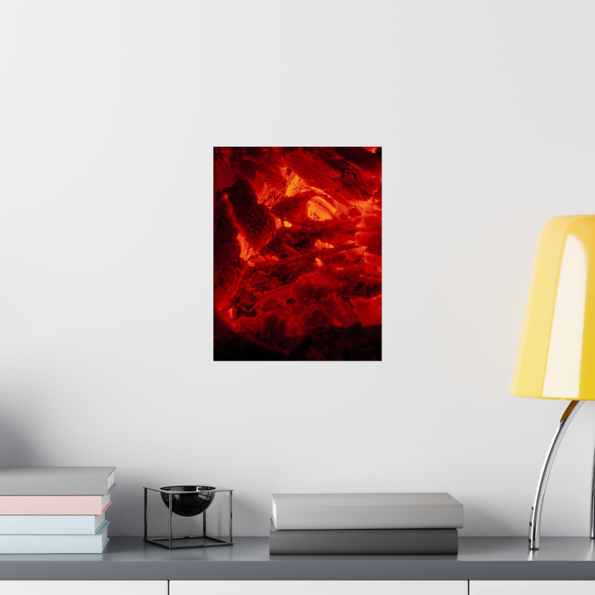 Molten Ember Matte Vertical Poster — Fiery Red Abstract Wall Art