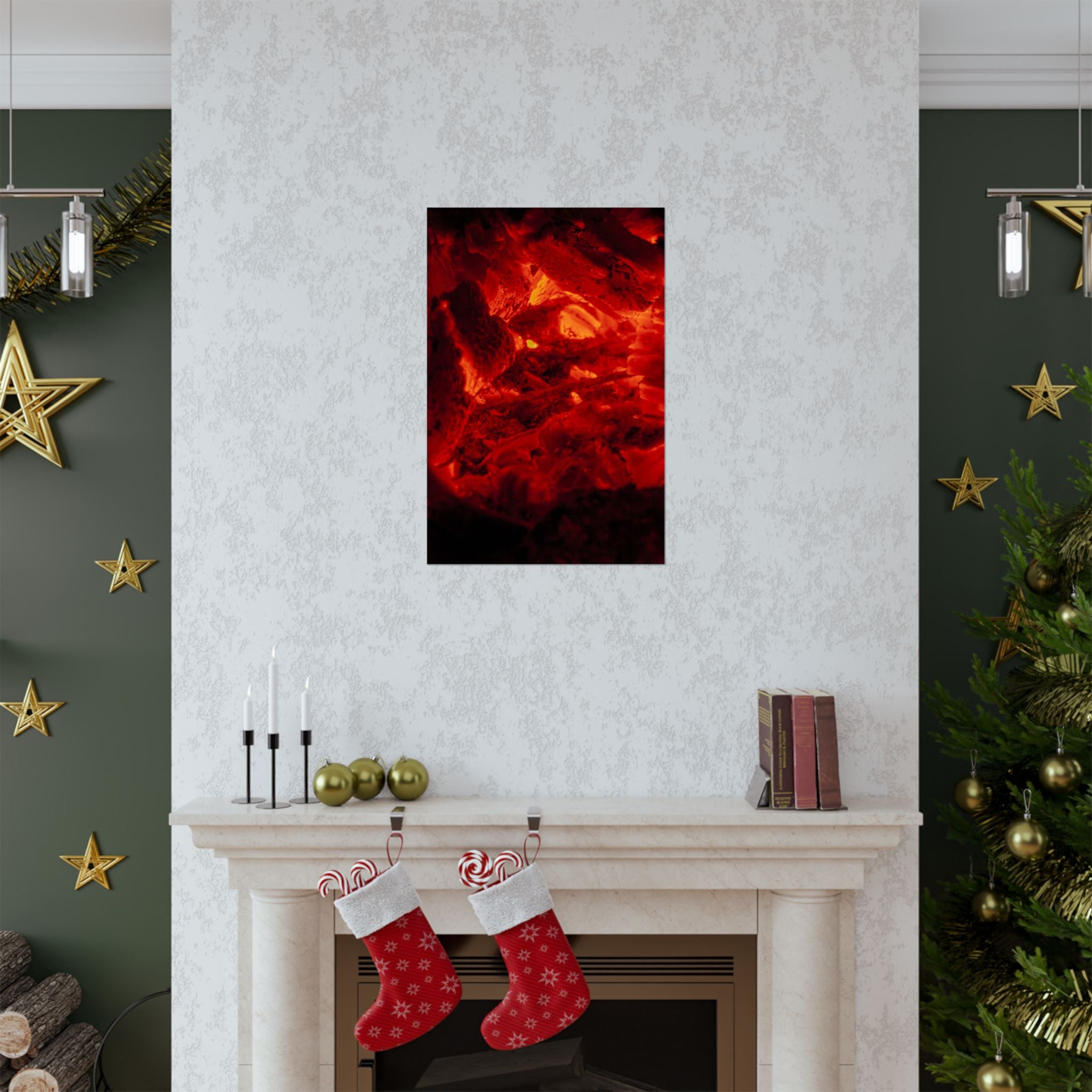 Molten Ember Matte Vertical Poster — Fiery Red Abstract Wall Art