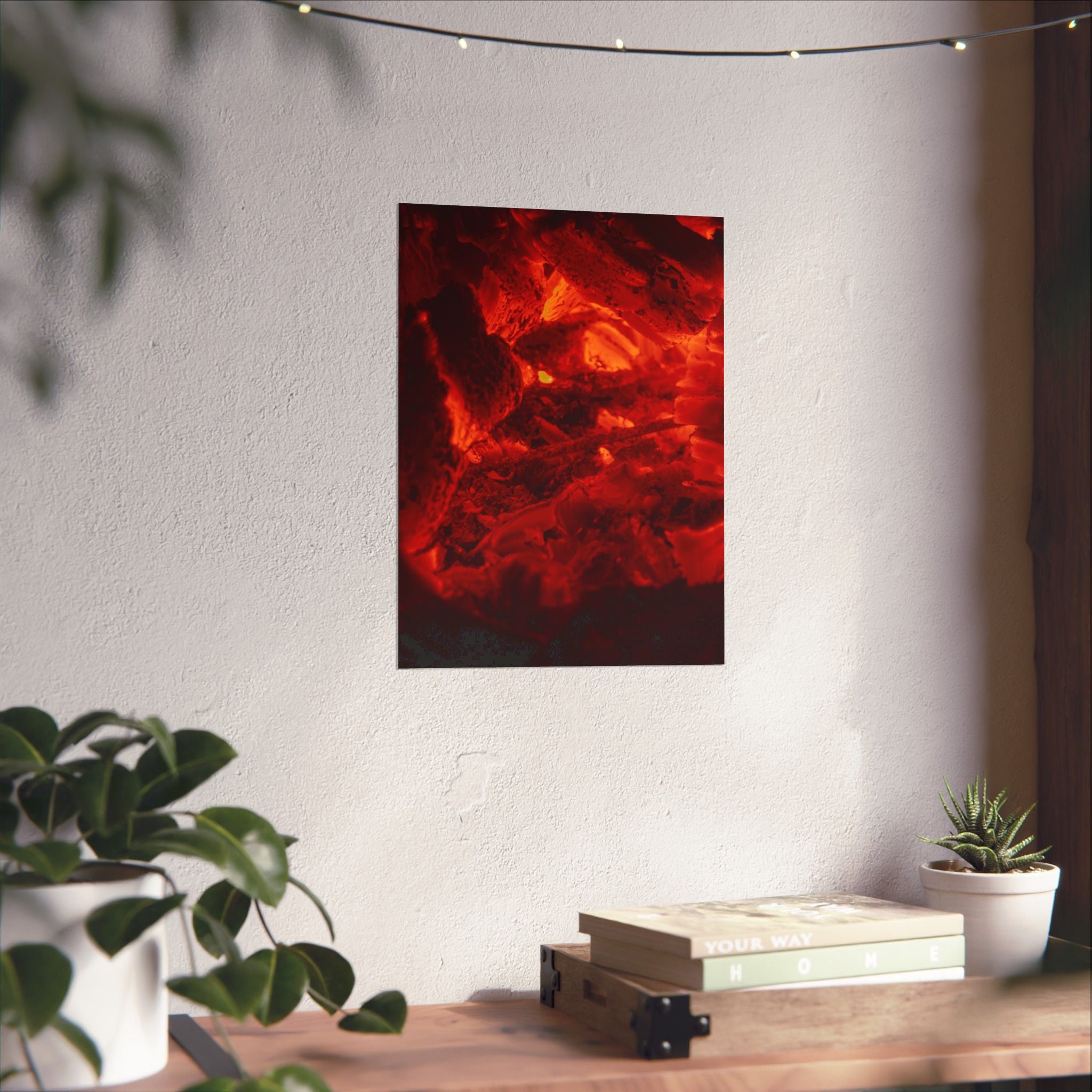 Molten Ember Matte Vertical Poster — Fiery Red Abstract Wall Art