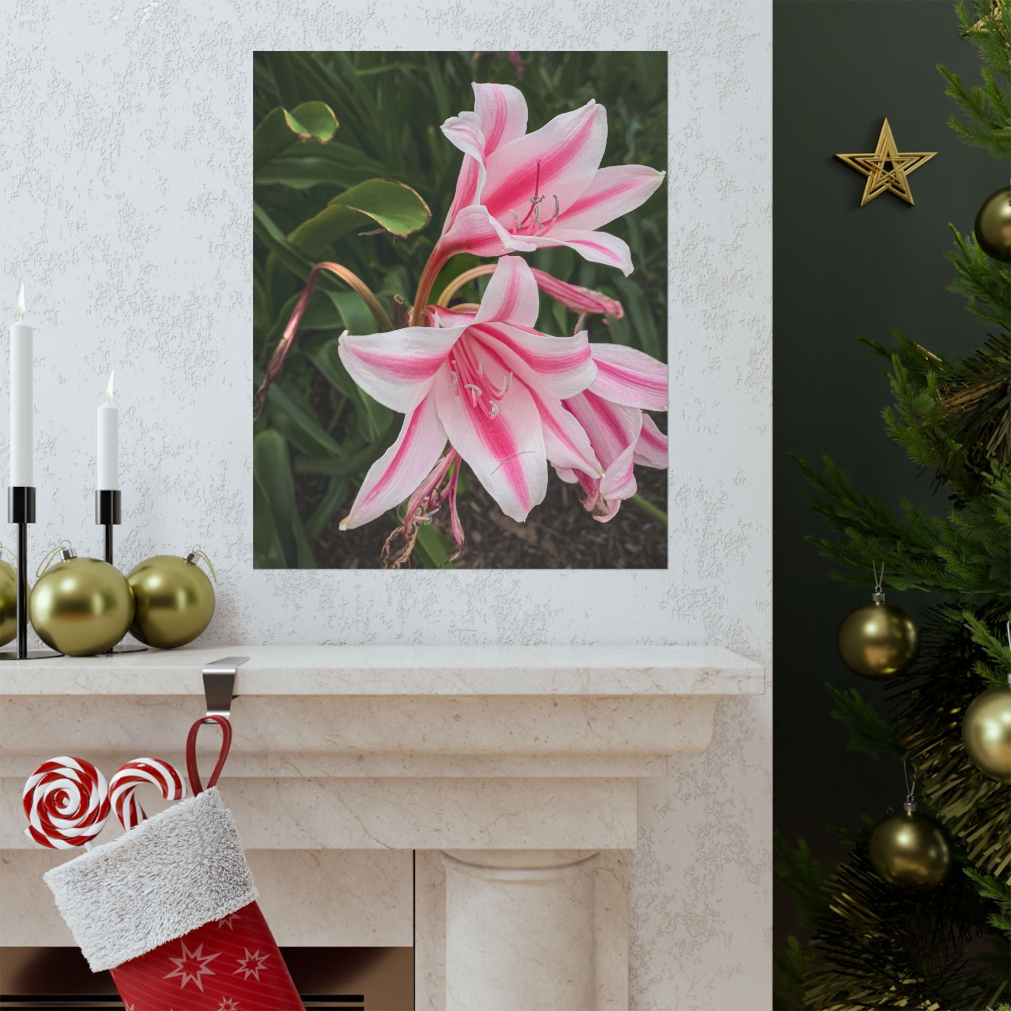 Pink Lily Botanical Matte Poster — Vertical Floral Wall Art