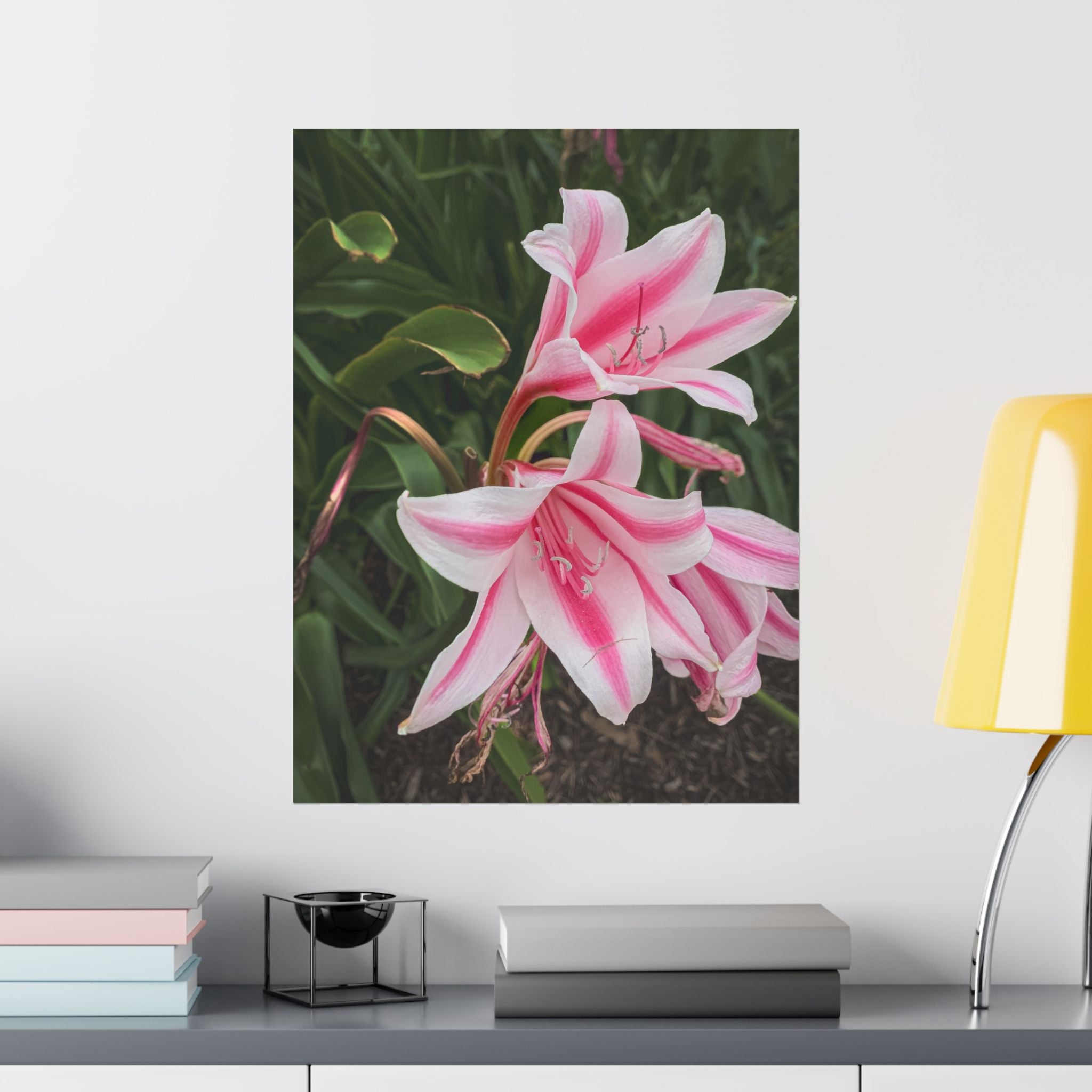 Pink Lily Botanical Matte Poster — Vertical Floral Wall Art