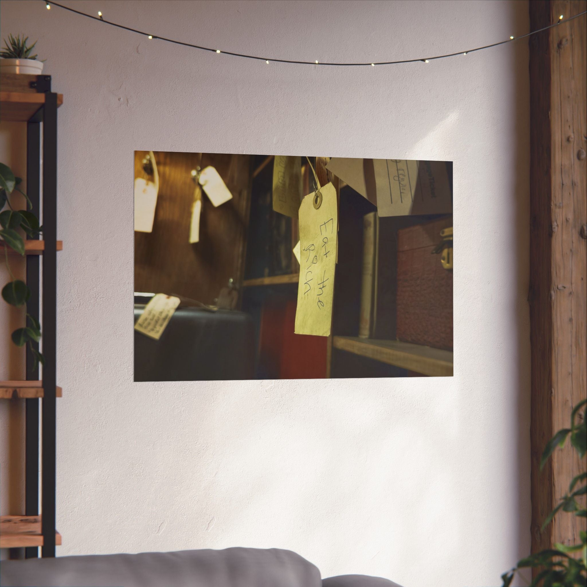 Vintage Luggage Tag Photo Poster (Eat The Rich) — Matte Horizontal Wall Art
