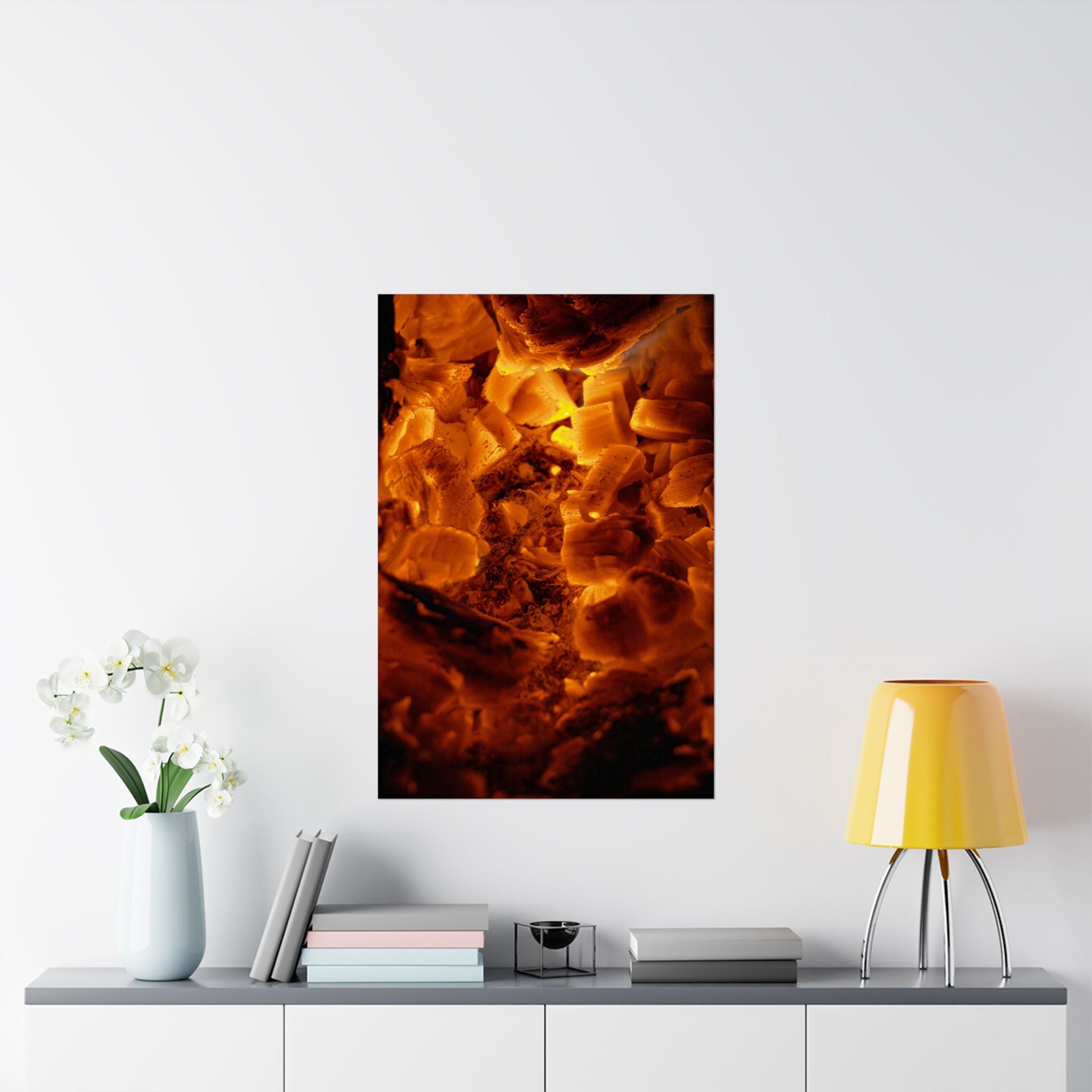 Embers Close-Up Matte Poster — Fiery Abstract Wall Art
