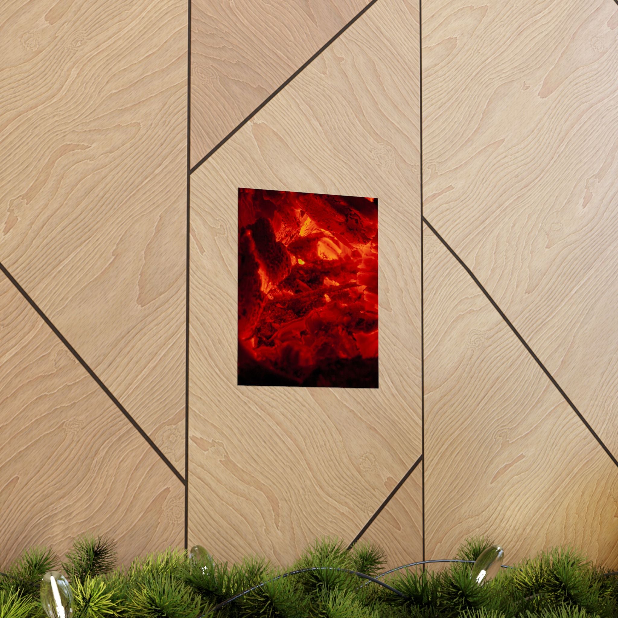 Molten Ember Matte Vertical Poster — Fiery Red Abstract Wall Art