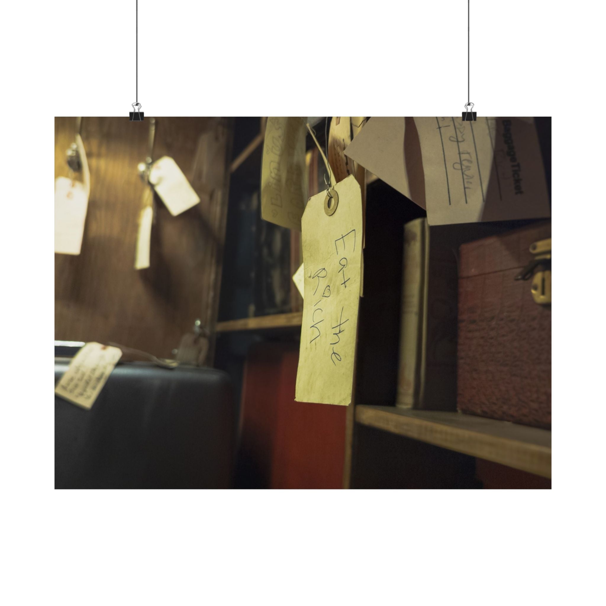 Vintage Luggage Tag Photo Poster (Eat The Rich) — Matte Horizontal Wall Art