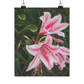 Pink Lily Botanical Matte Poster — Vertical Floral Wall Art